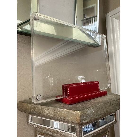 Coach red Leather Acrylic Photo Frame lucite 8x6” modern decor - Picture 2 of 16